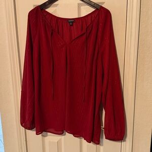 Torrid sheer Red Blouse with shimmering stripes